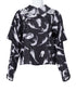 Feather Print Lace Collar Blouse